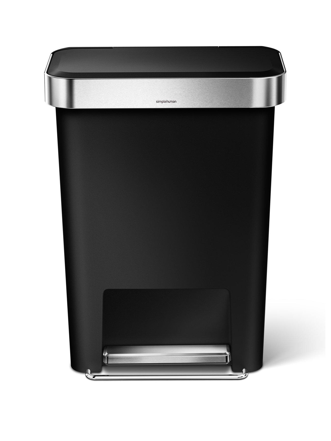 Image 2 of 7 of Simplehuman 45L Rectangular Pedal Bin W/Steel Trim, Black