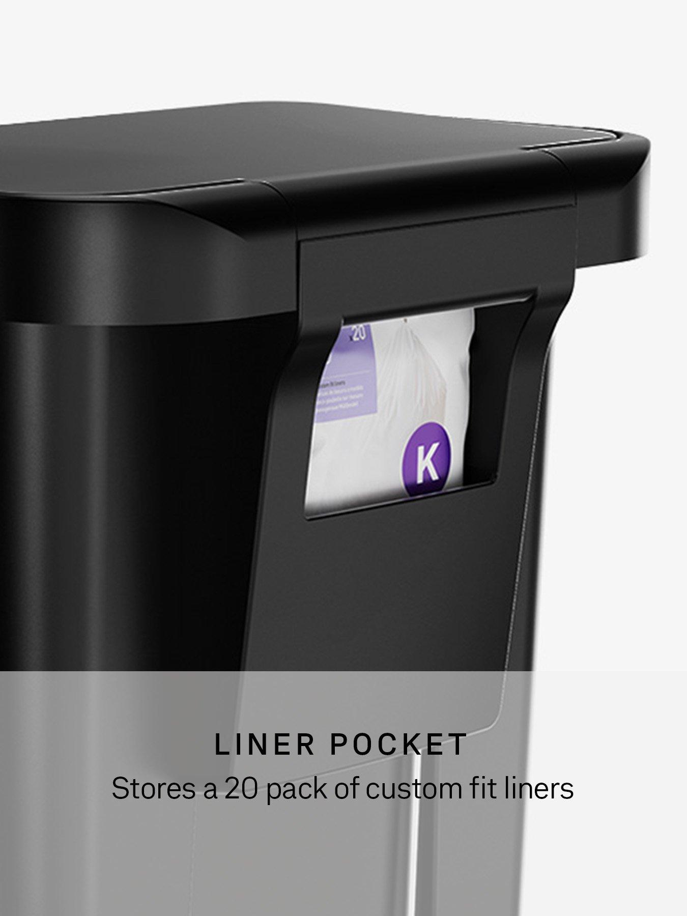 Image 3 of 7 of Simplehuman 45L Rectangular Pedal Bin W/Steel Trim, Black