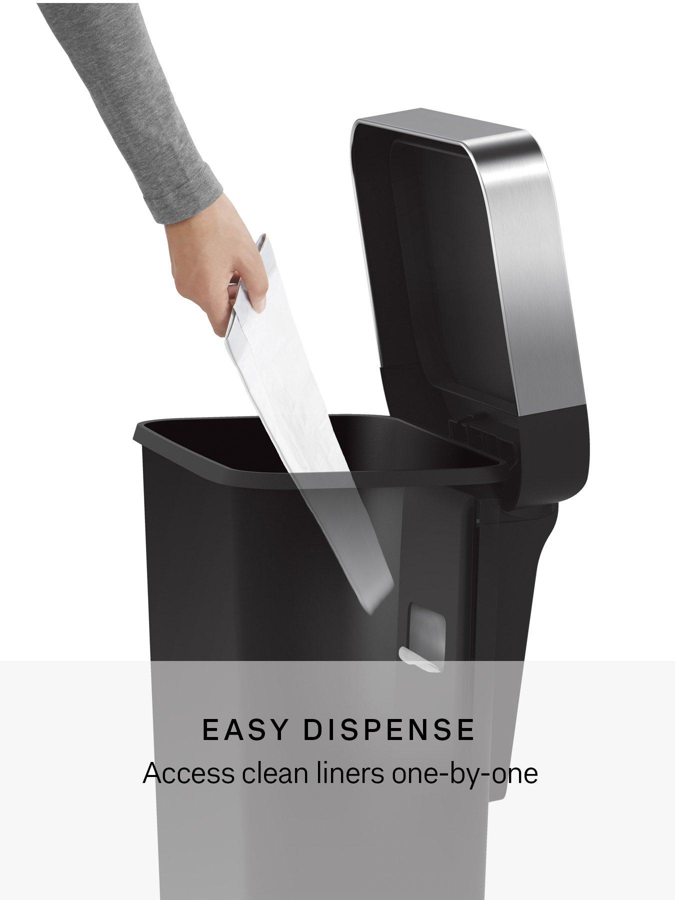 Image 4 of 7 of Simplehuman 45L Rectangular Pedal Bin W/Steel Trim, Black