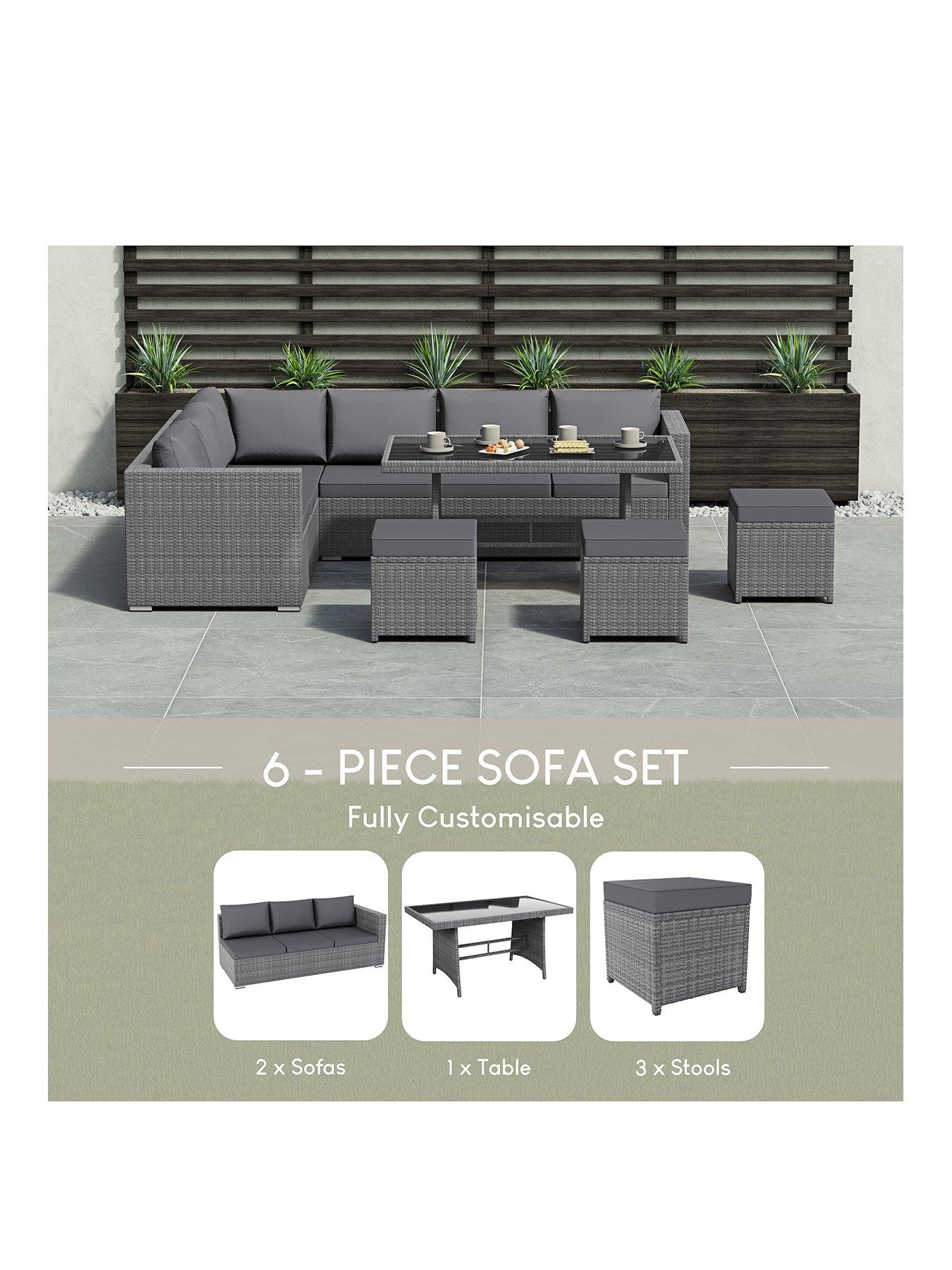 Image 2 of 7 of Garden Vida Belgrave 9 Seater Rattan Set - Grey