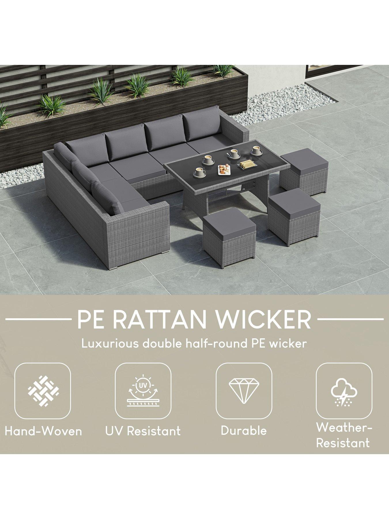 Image 3 of 7 of Garden Vida Belgrave 9 Seater Rattan Set - Grey