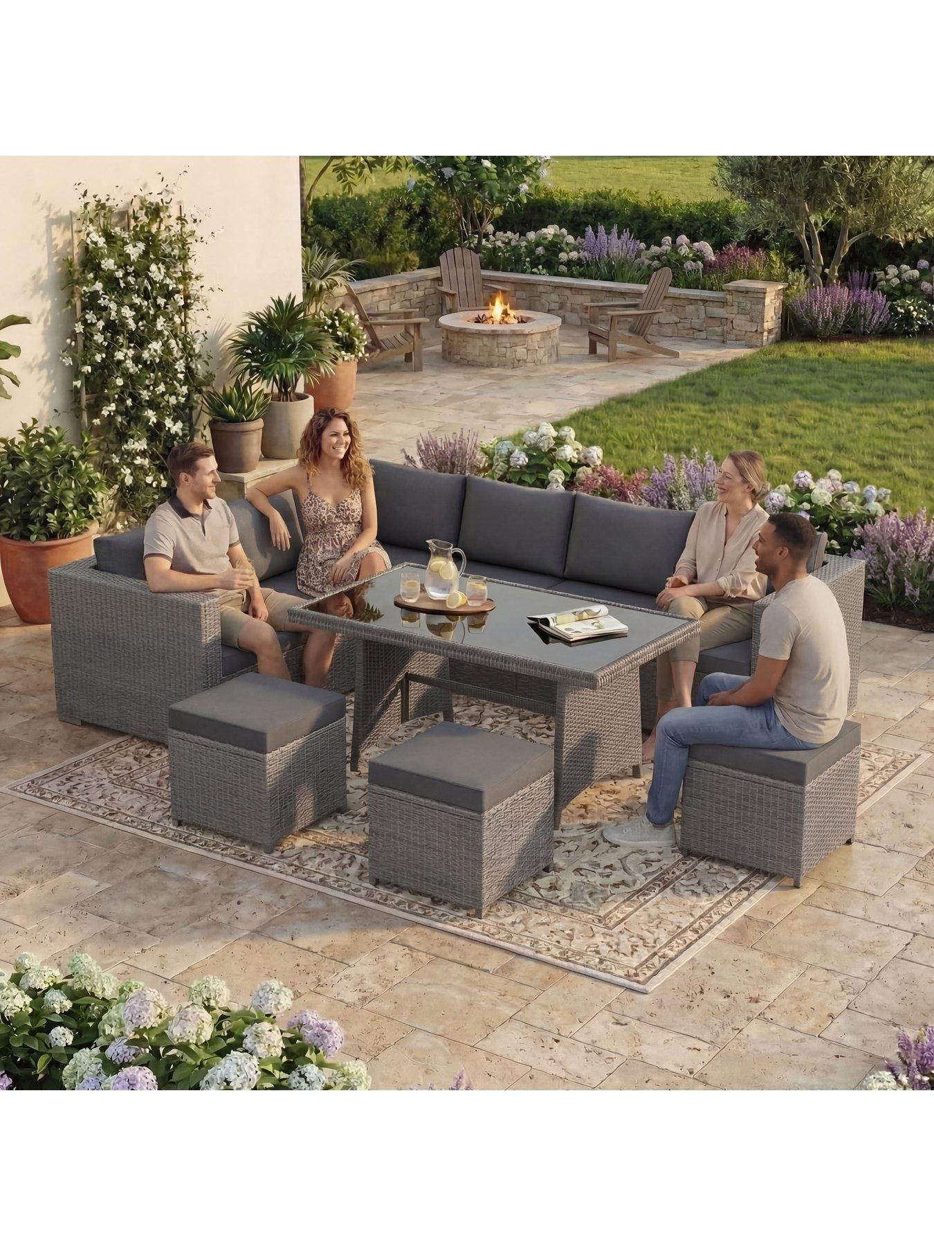 Image 5 of 7 of Garden Vida Belgrave 9 Seater Rattan Set - Grey