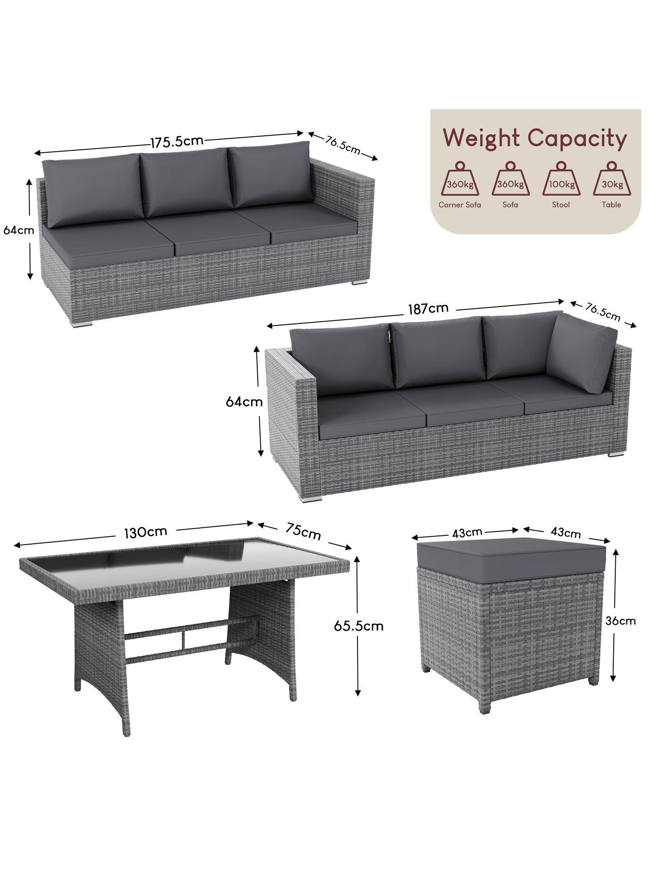 Image 6 of 7 of Garden Vida Belgrave 9 Seater Rattan Set - Grey