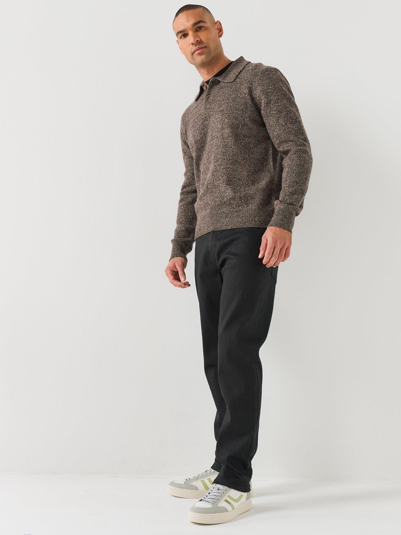 Image 3 of 6 of BOSS Mens C-Folpe Wool Knitted Long Sleeve Polo Shirt - Light Beige