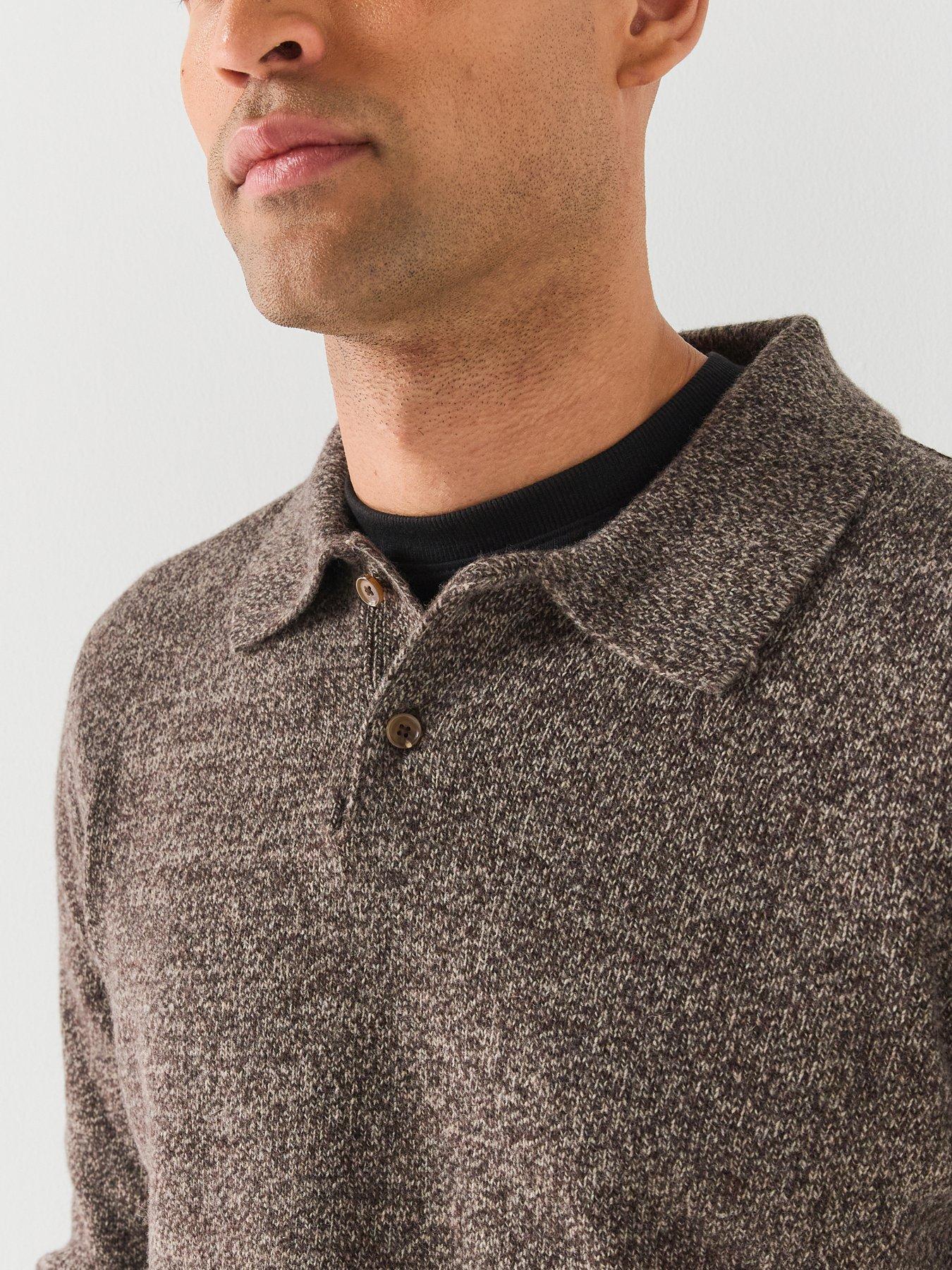 Image 6 of 6 of BOSS Mens C-Folpe Wool Knitted Long Sleeve Polo Shirt - Light Beige