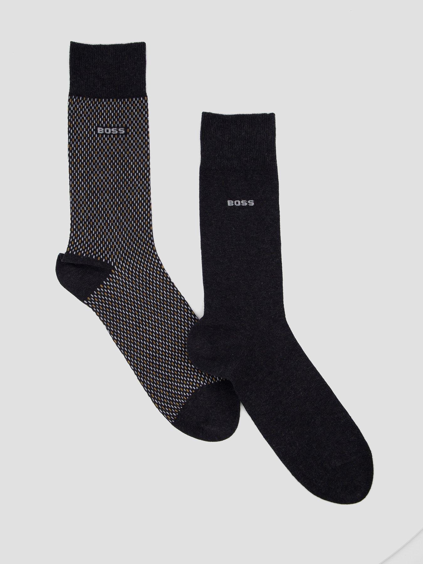 Image 1 of 3 of BOSS 2 Pack Minipattern Crew Socks - Dark Grey