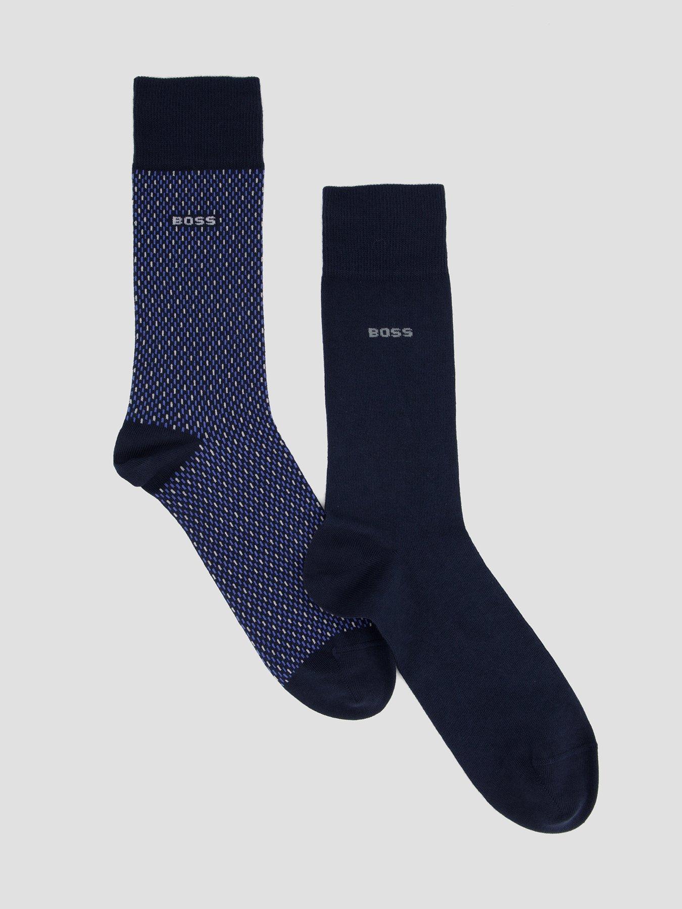 BOSS 2 Pack Minipattern Crew Socks - Navy