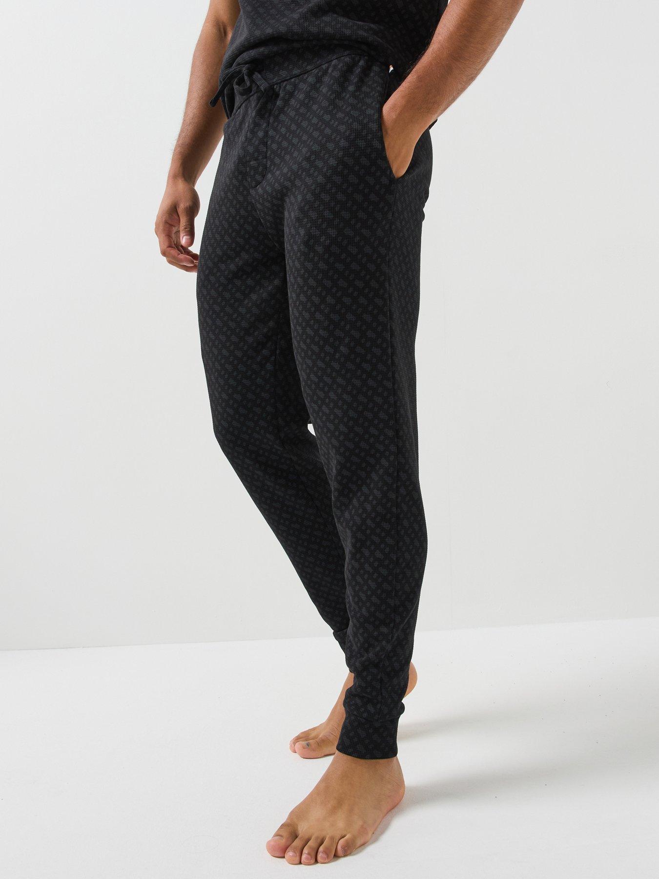 BOSS Boss Waffle Emblem Print Loungewear Joggers - Black