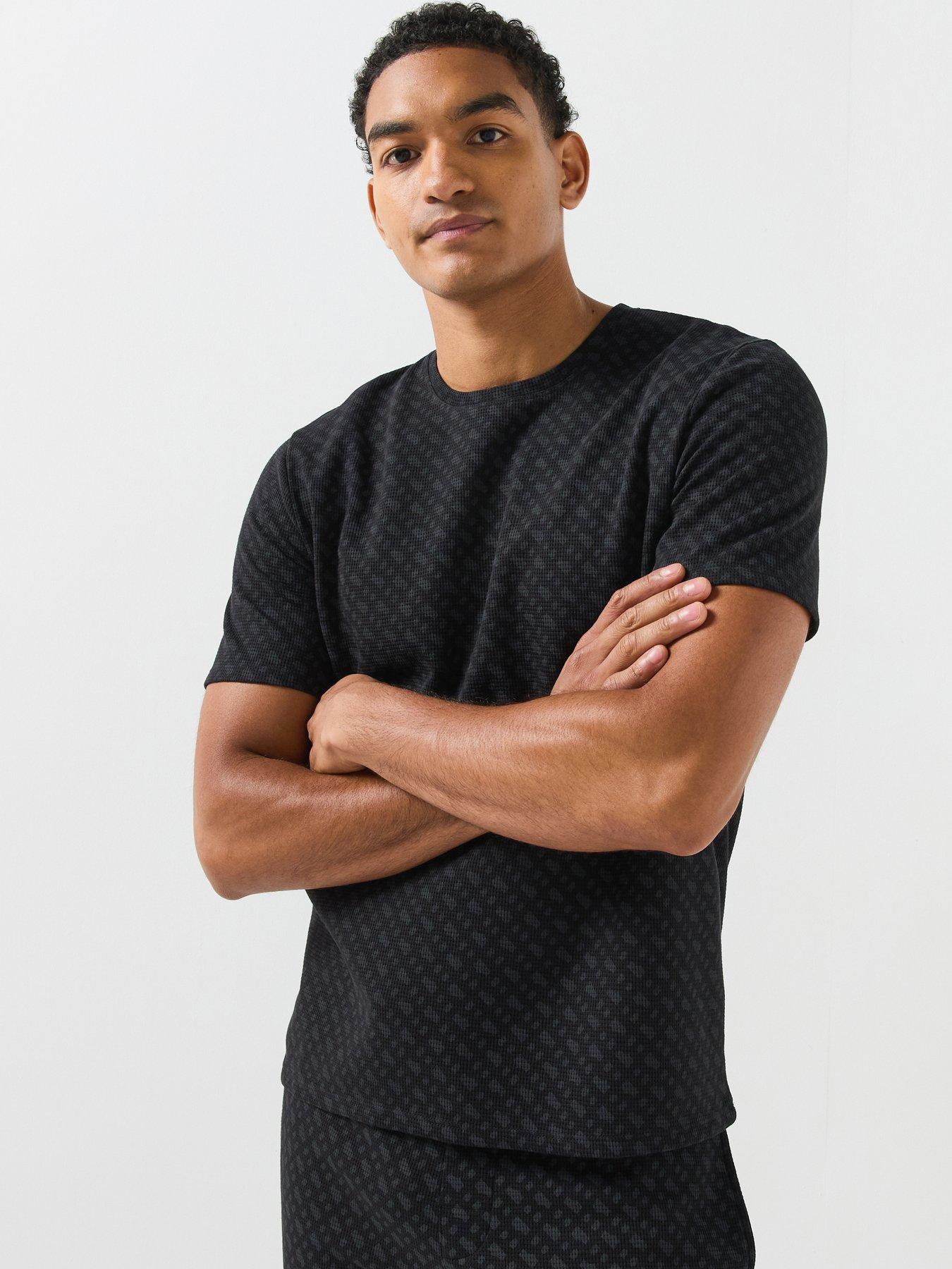 BOSS Boss Waffle Emblem Print Loungewear T-shirt - Black