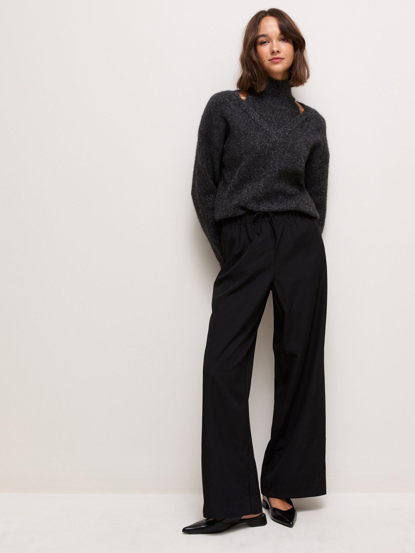 New Look Women's Pull-On Wide Leg Trousers - Black