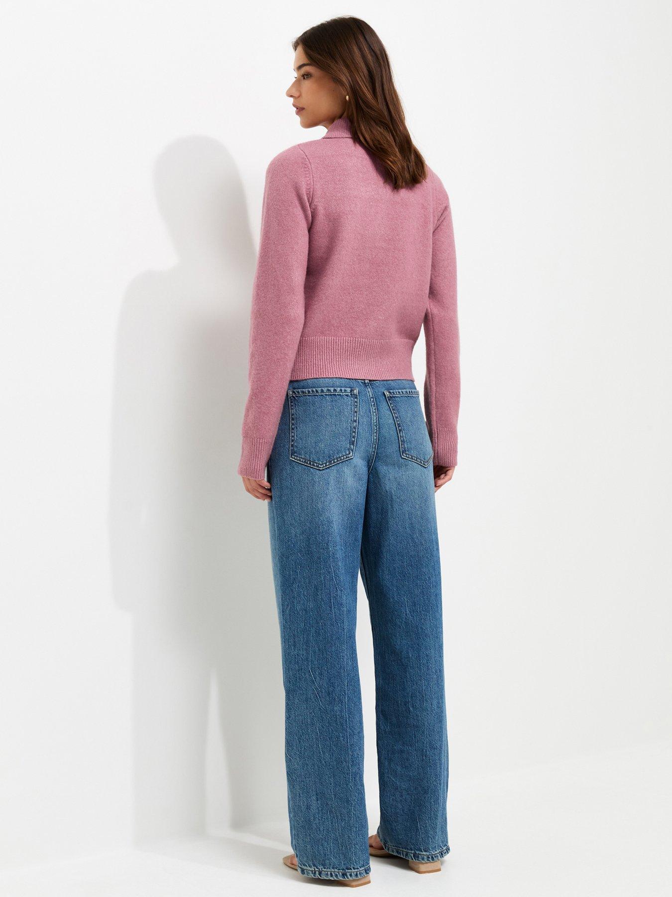 Image 2 of 5 of New Look Midweight Knit Collared Button Front Cardigan - Pink
