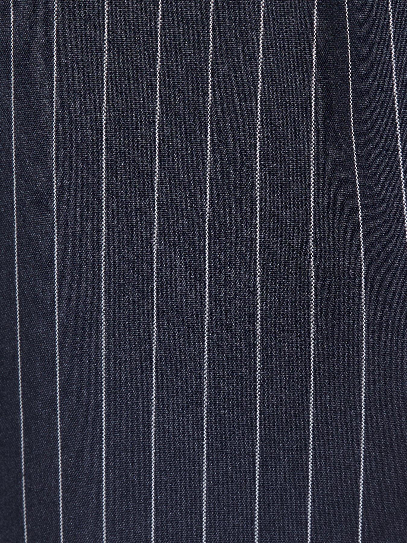 Image 5 of 5 of New Look Pinstriped Tapered Cuffed Trousers - Blue