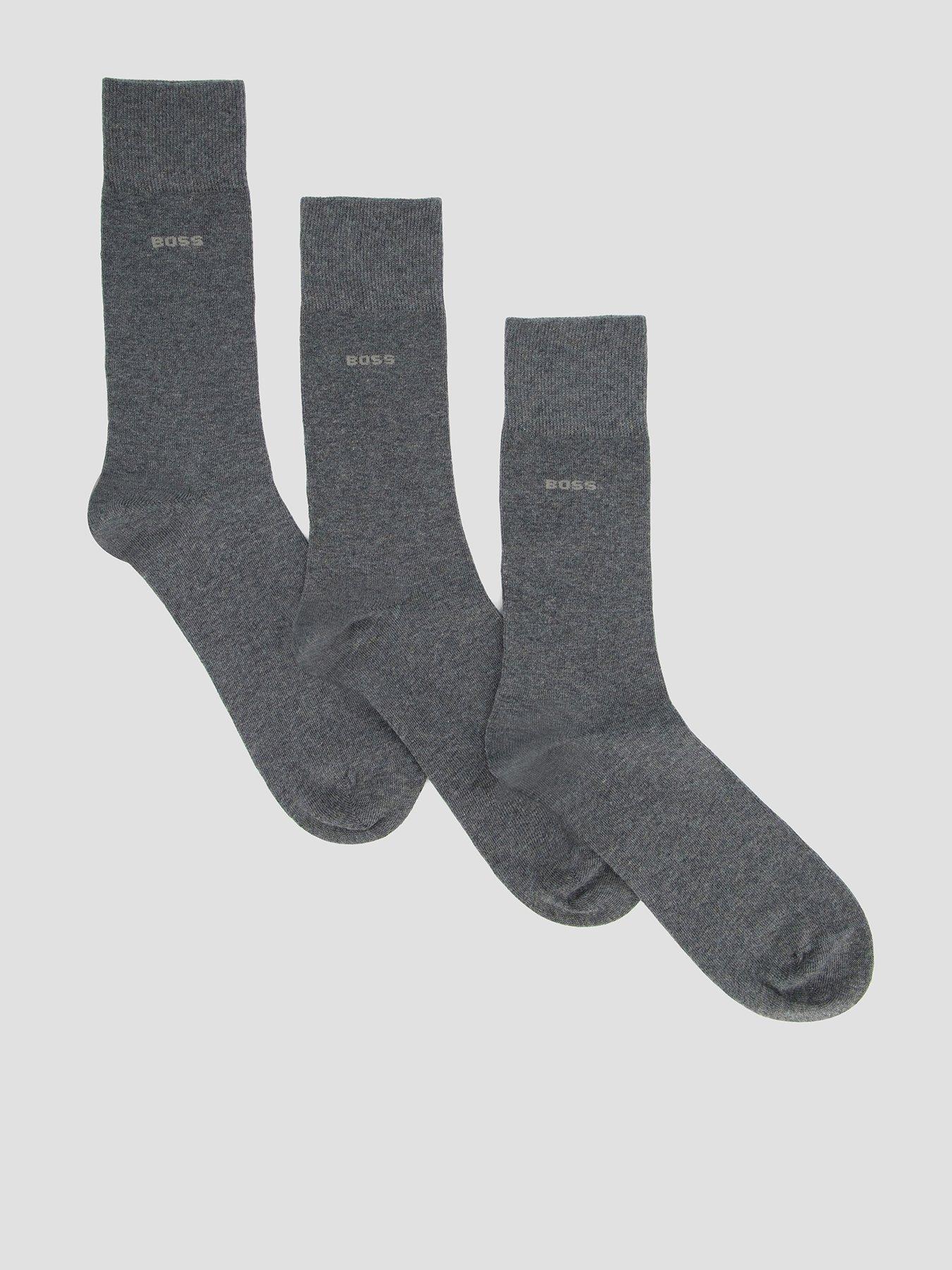 Image 1 of 5 of BOSS Bodywear 3 Pack Logo Crew Socks - Grey