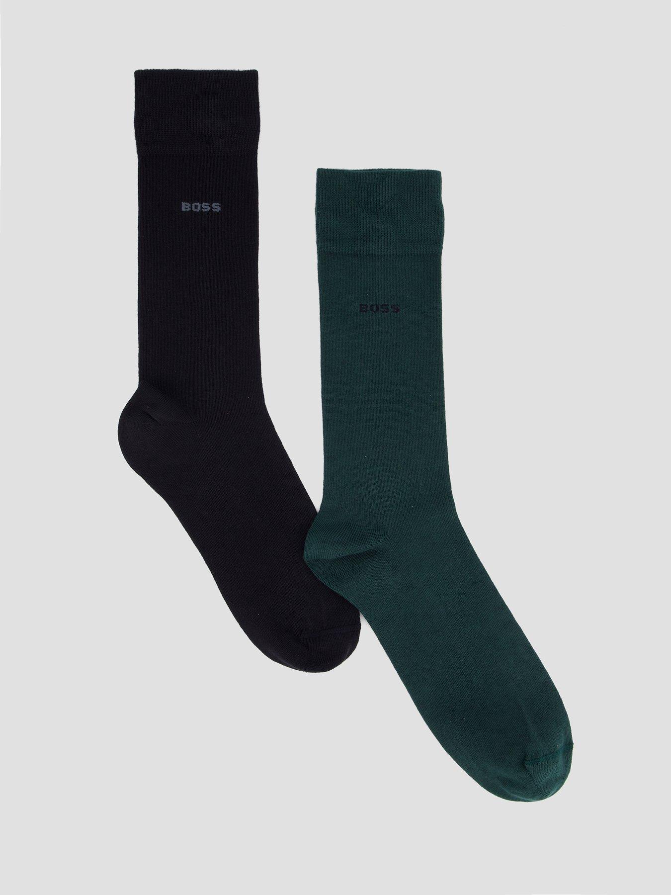 Image 1 of 3 of BOSS 2 Pack Small Logo Cotton Crew Socks - Green/Black
