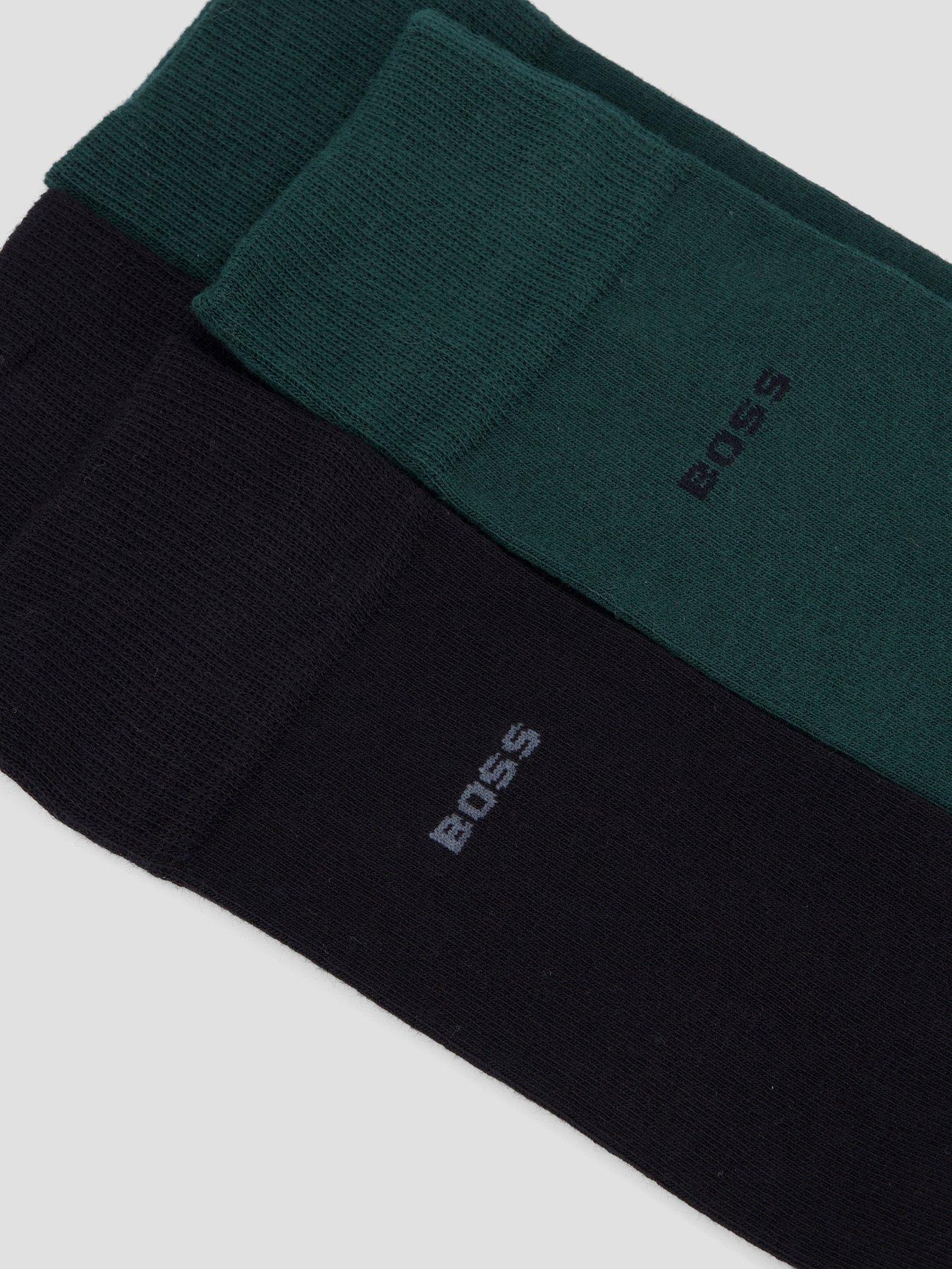 Image 3 of 3 of BOSS 2 Pack Small Logo Cotton Crew Socks - Green/Black
