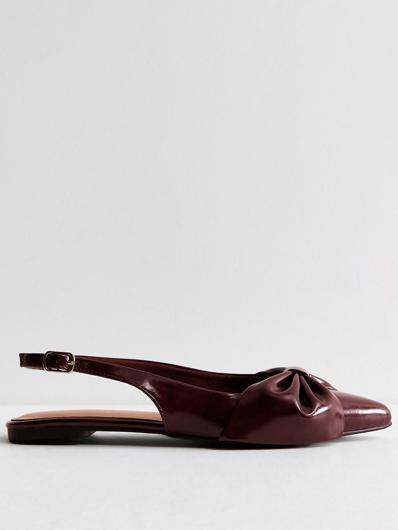 Image 2 of 6 of New Look Women's Faux Leather Bow Slingback Flats - Brown