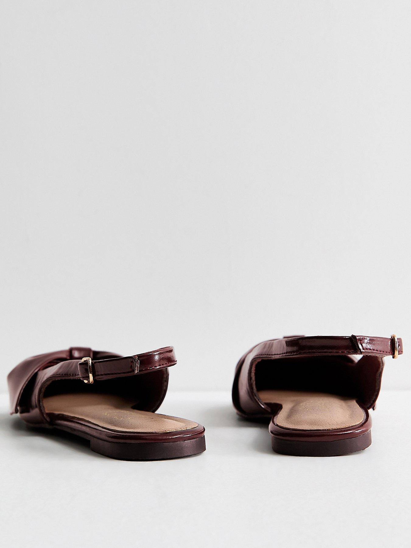 Image 3 of 6 of New Look Women's Faux Leather Bow Slingback Flats - Brown