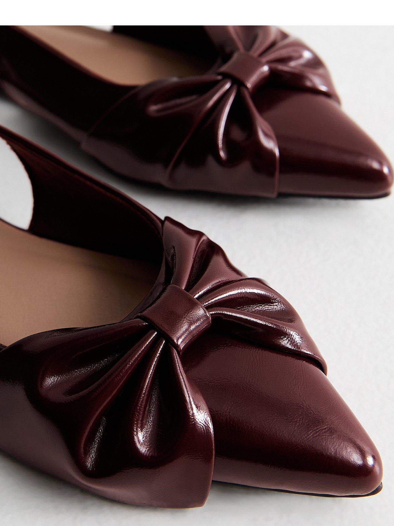 Image 5 of 6 of New Look Women's Faux Leather Bow Slingback Flats - Brown