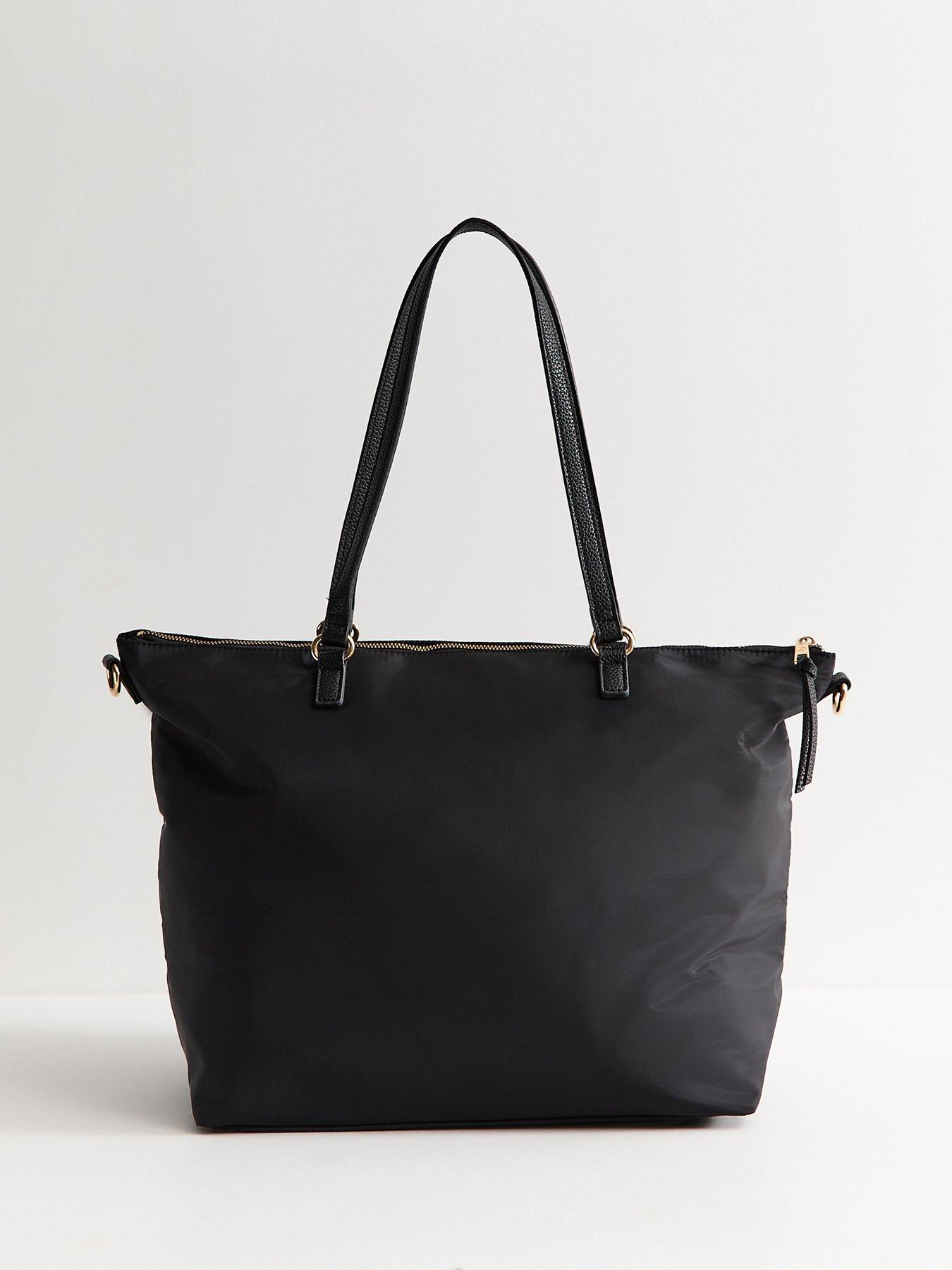 Image 3 of 5 of New Look Faux Leather Logo Plaque Front Pocket Tote School&nbsp;Bag - Black