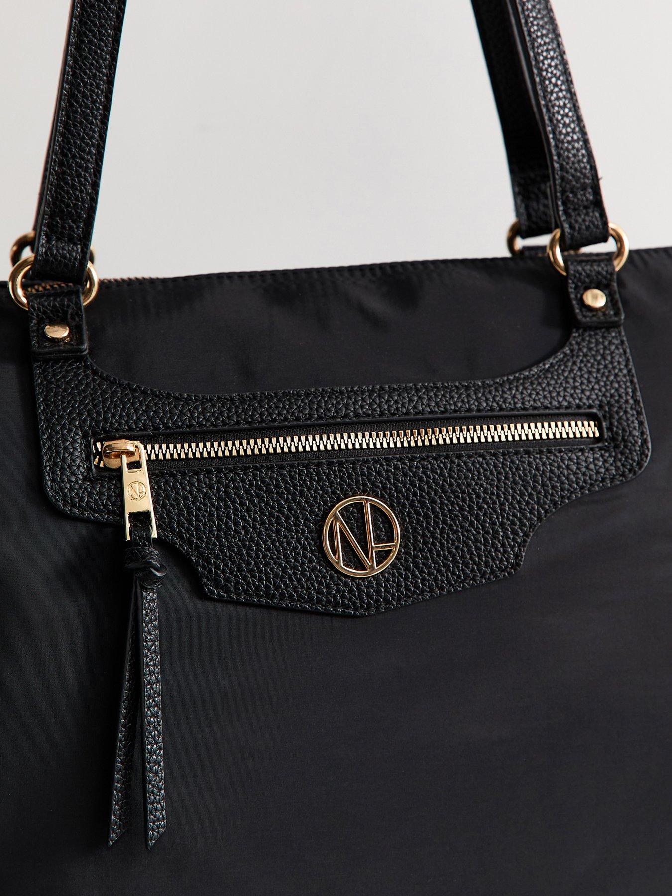 Image 4 of 5 of New Look Faux Leather Logo Plaque Front Pocket Tote School&nbsp;Bag - Black