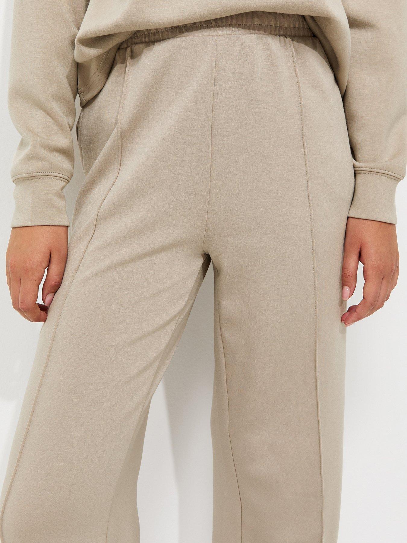 Image 3 of 4 of New Look Premium Wide Leg Joggers - Beige