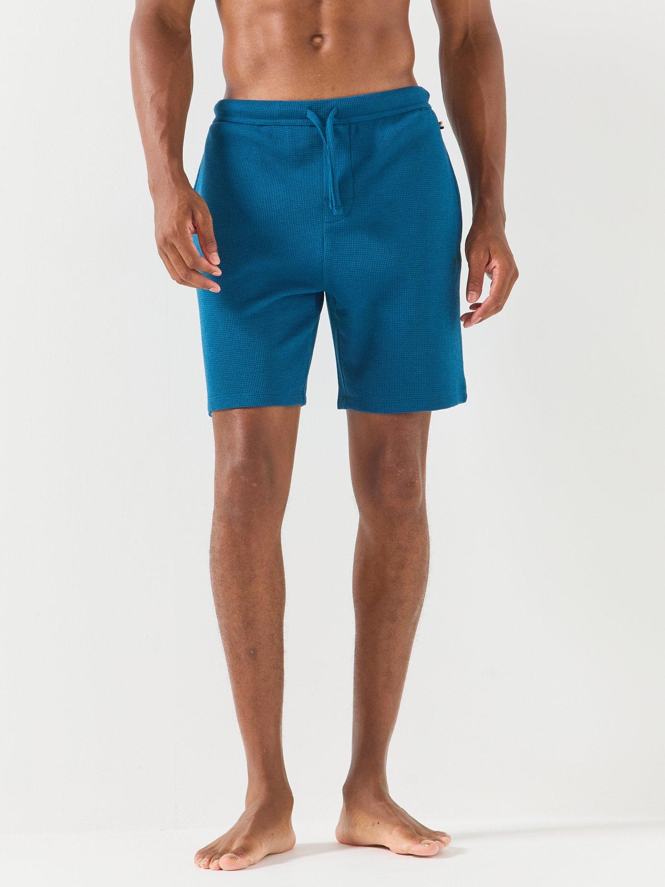 Image 1 of 5 of BOSS Boss Waffle Loungewear Shorts - Blue