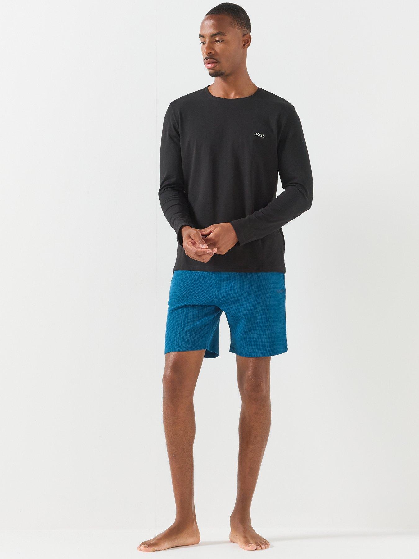 Image 3 of 5 of BOSS Boss Waffle Loungewear Shorts - Blue