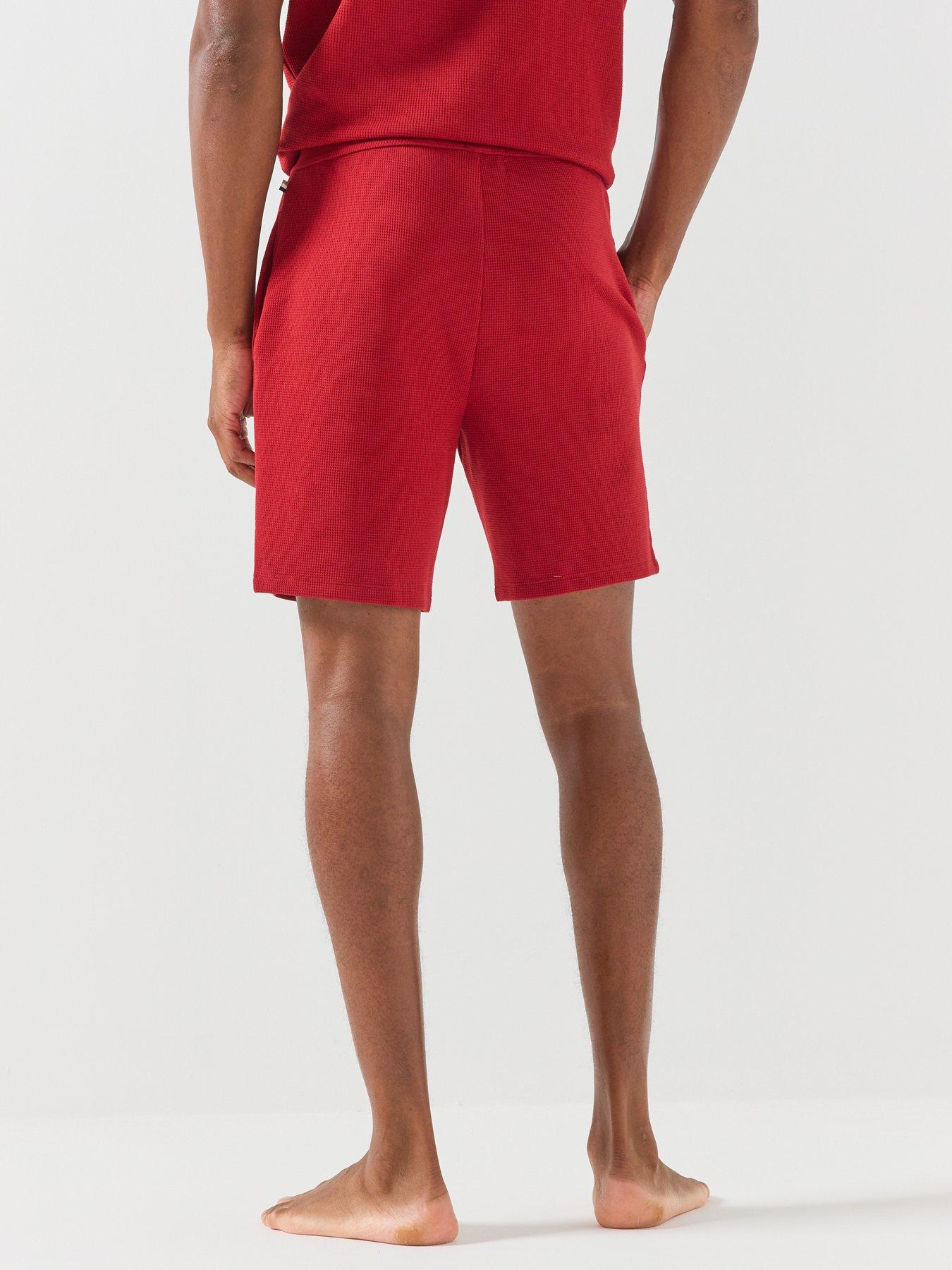 Image 2 of 5 of BOSS Waffle Loungewear Shorts - Red