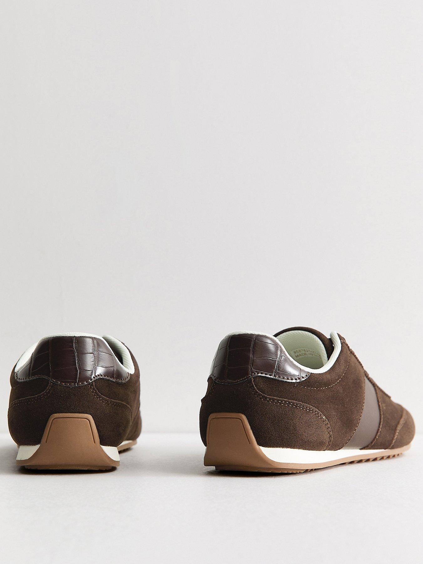 Image 3 of 5 of New Look Faux Brushed Leather Side Stripe Trainers - Dark Brown