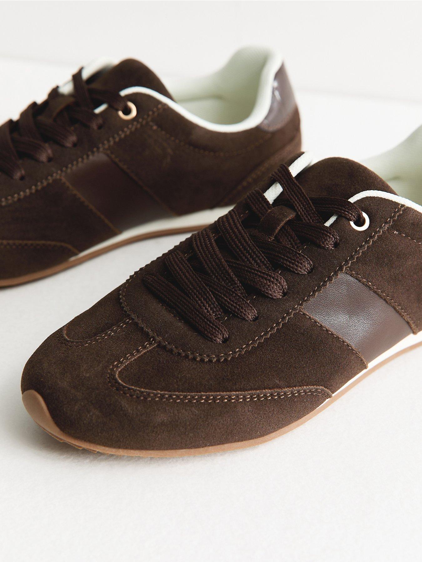 Image 5 of 5 of New Look Faux Brushed Leather Side Stripe Trainers - Dark Brown