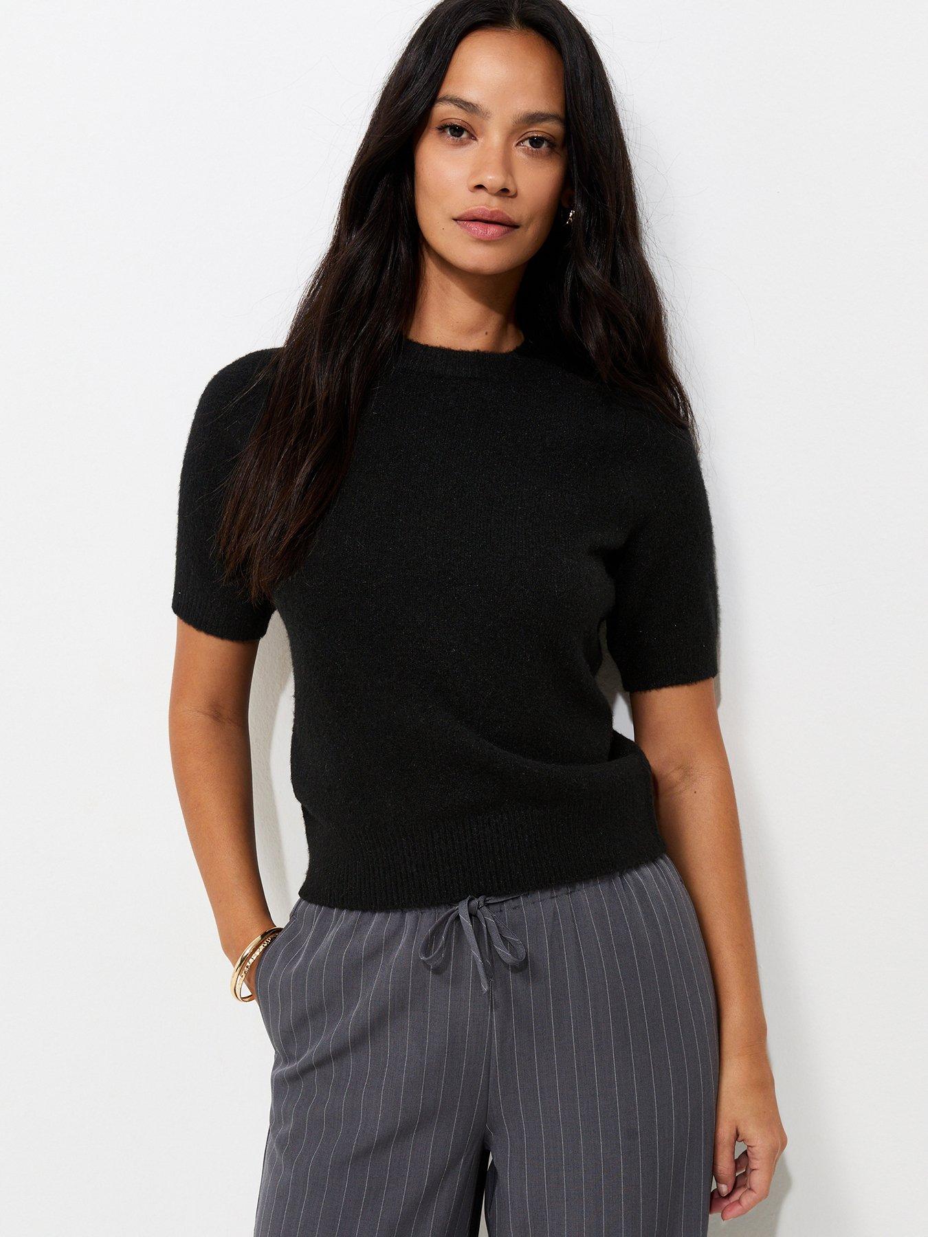 New Look Short Sleeve Midweight Knit T-Shirt - Black