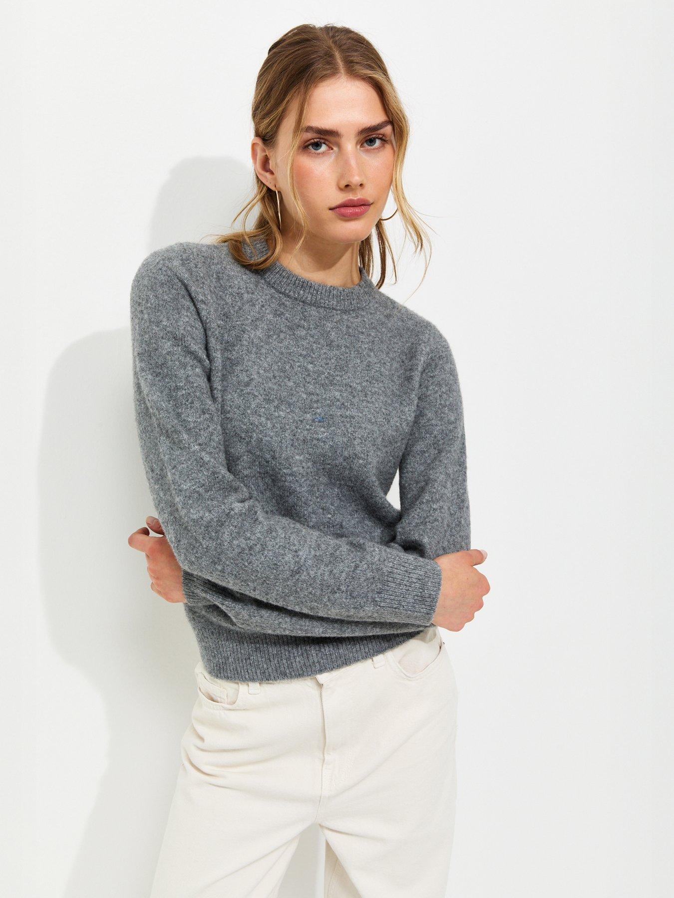 New Look Grey Knitted Crew Neck Jumper