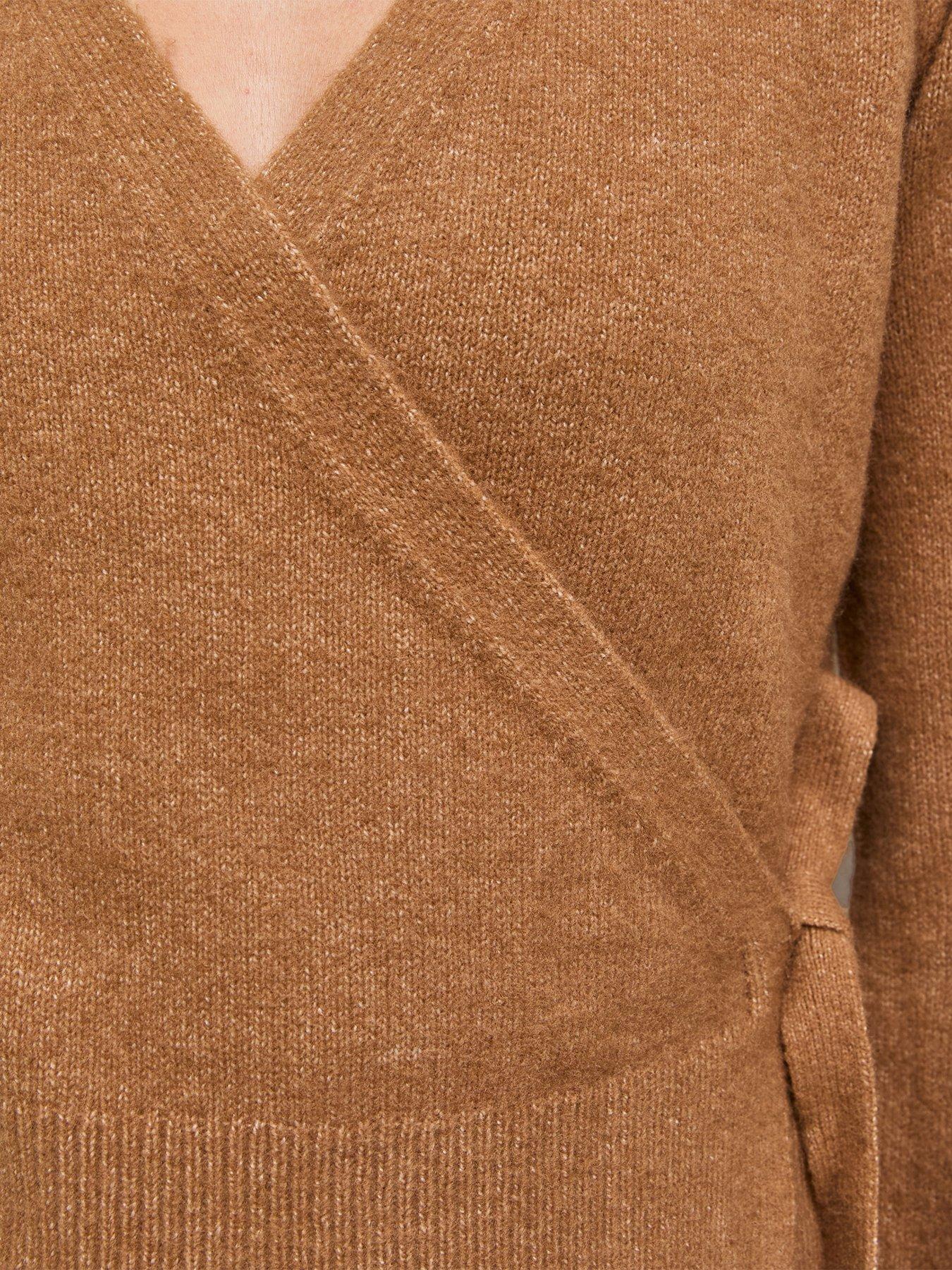 Image 6 of 6 of New Look Womens Puff Sleeve Wrap Jumper - Brown