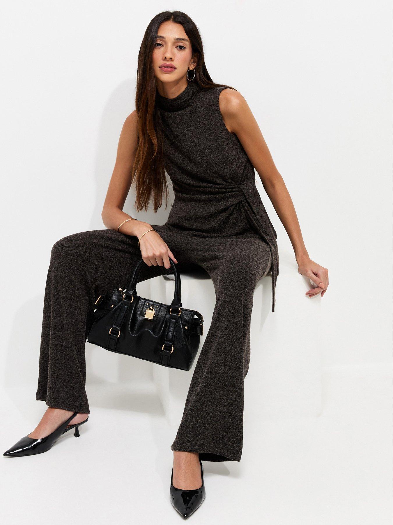 New Look Soft Touch Wide Leg Trousers - Grey