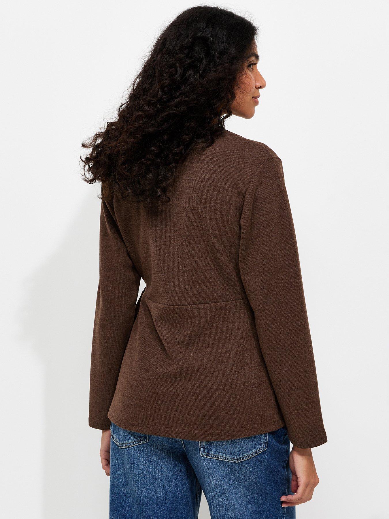 Image 2 of 5 of New Look Womens Soft Touch Wrap Buckle Detail Cardigan - Brown