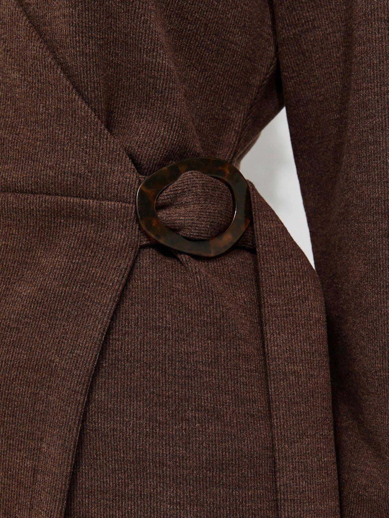 Image 5 of 5 of New Look Womens Soft Touch Wrap Buckle Detail Cardigan - Brown