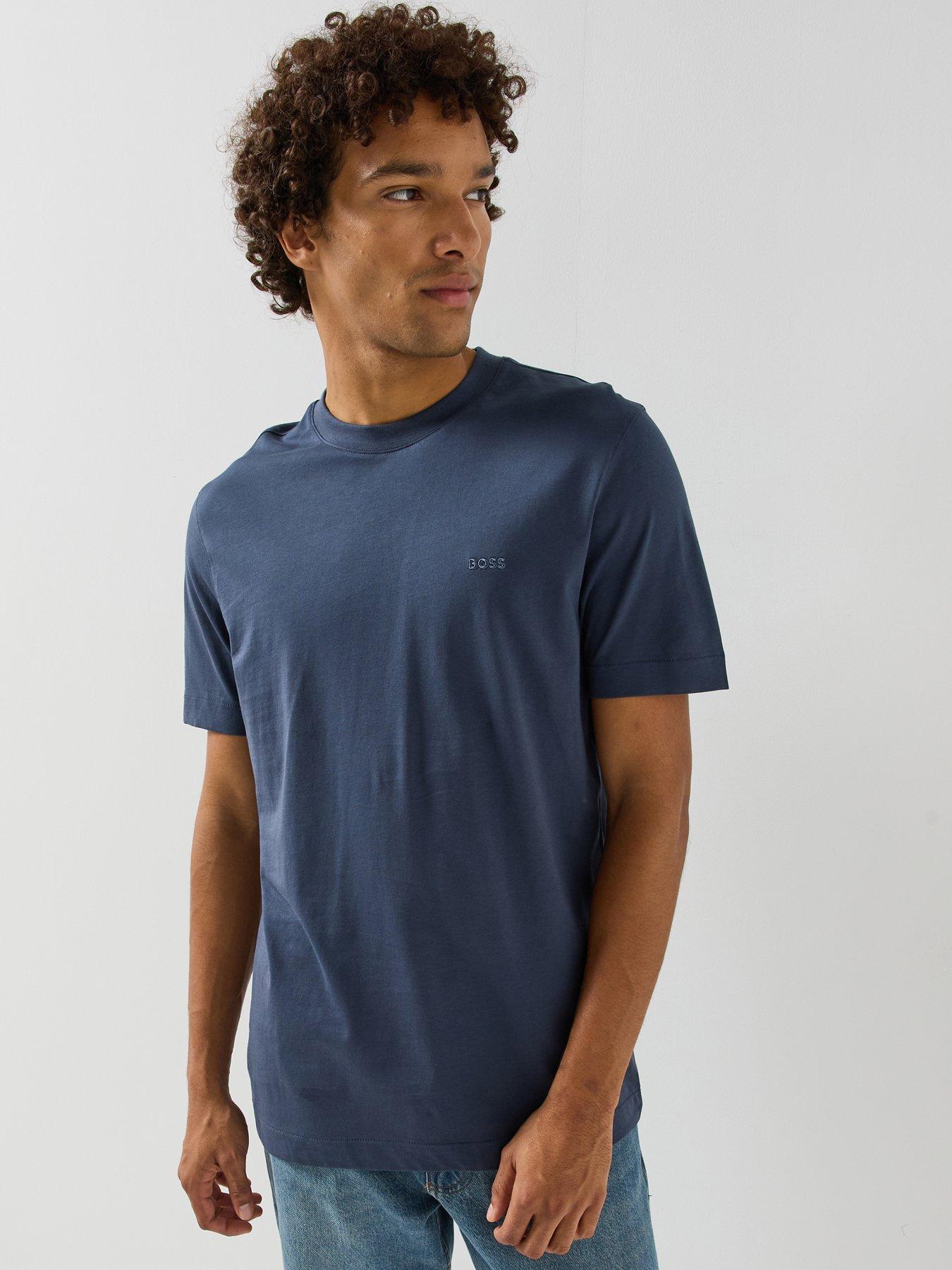 Image 1 of 5 of BOSS Mens Regular Fit Tonal Logo T-Shirt - Blue