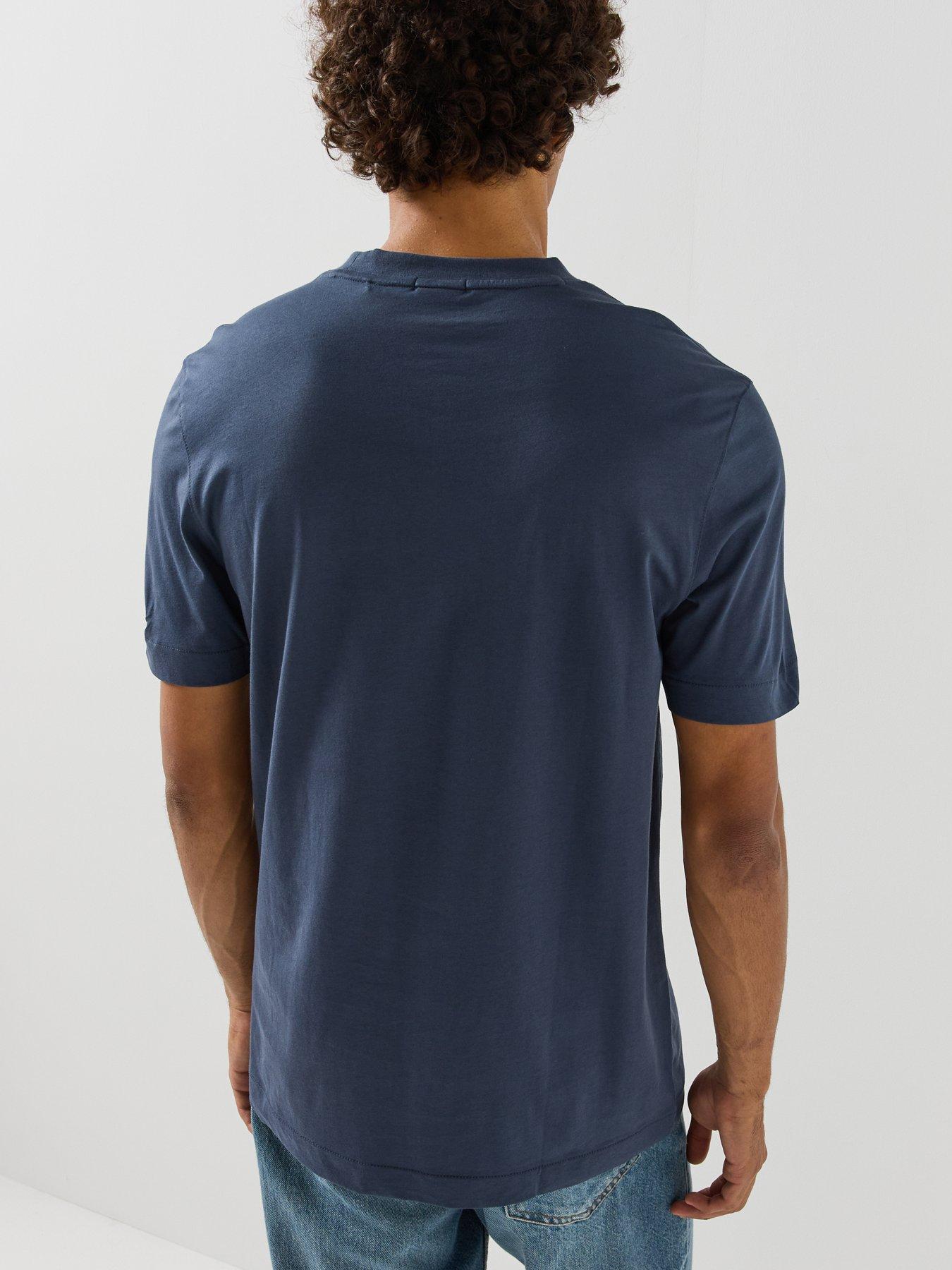 Image 2 of 5 of BOSS Mens Regular Fit Tonal Logo T-Shirt - Blue