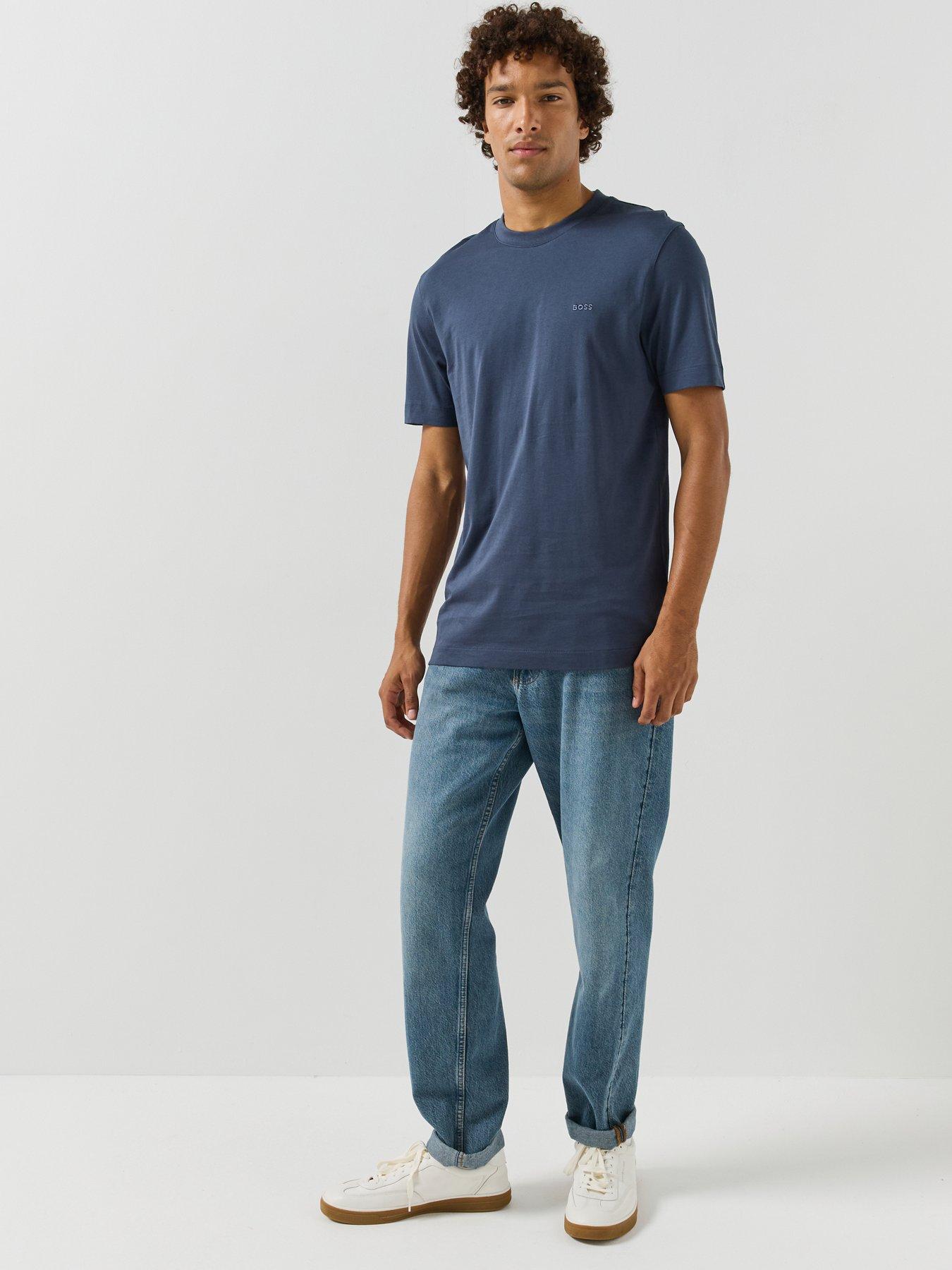 Image 3 of 5 of BOSS Mens Regular Fit Tonal Logo T-Shirt - Blue