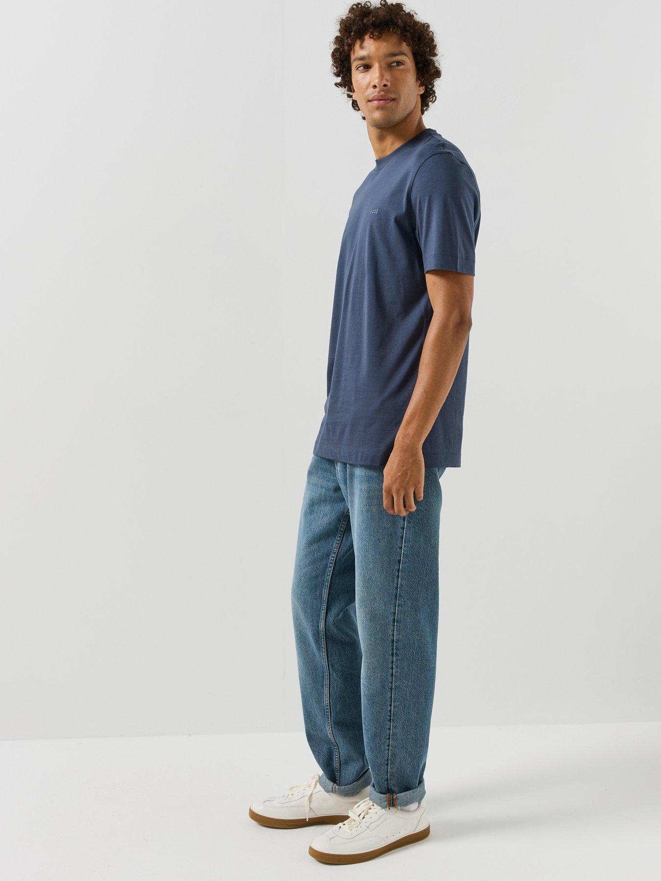 Image 4 of 5 of BOSS Mens Regular Fit Tonal Logo T-Shirt - Blue