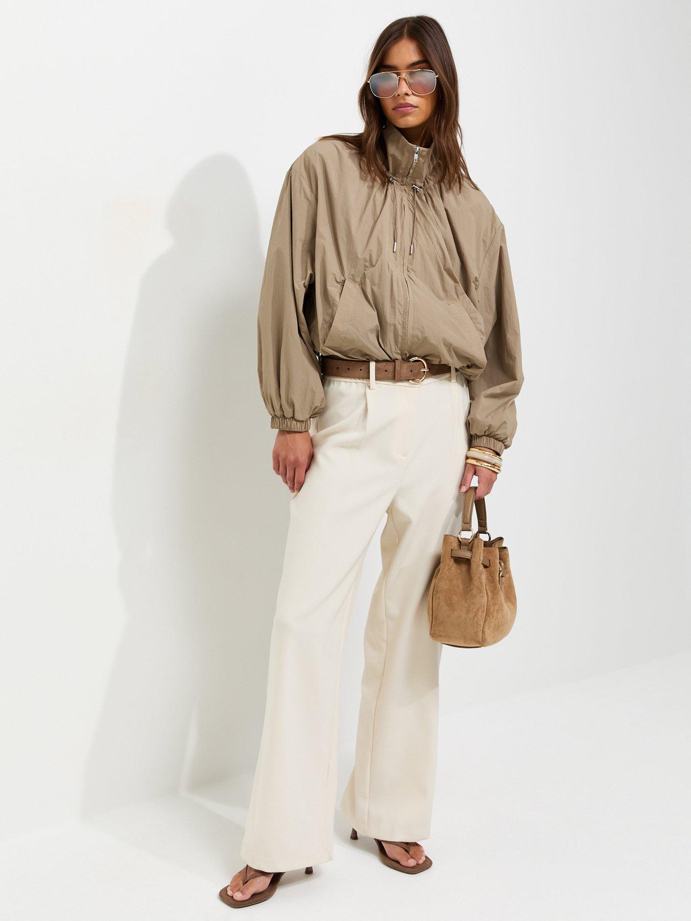 Image 3 of 7 of New Look Mink Lightweight Gathered Neck Zip Through Jacket - Brown