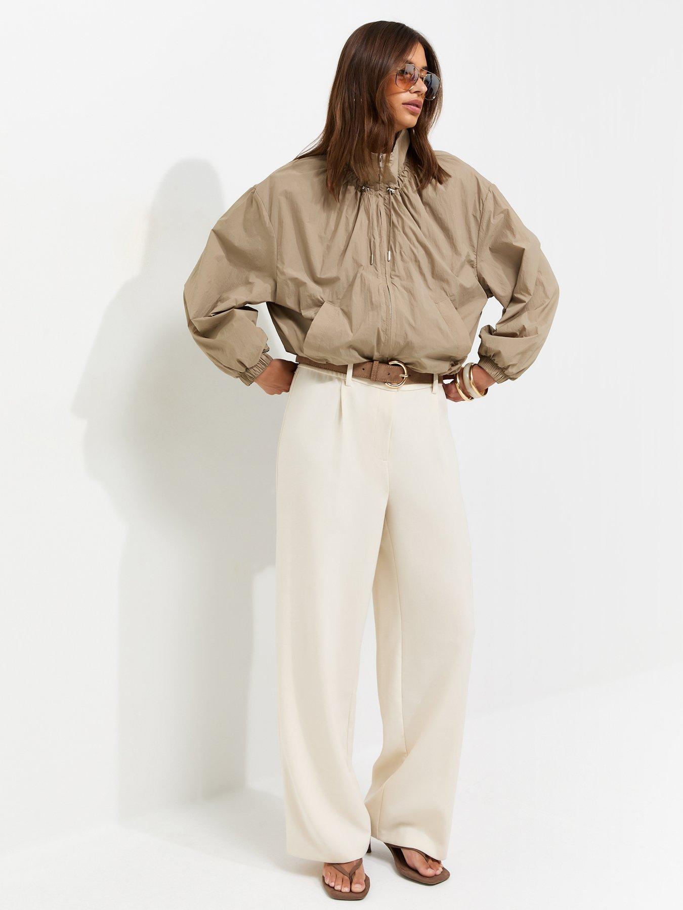 Image 4 of 7 of New Look Mink Lightweight Gathered Neck Zip Through Jacket - Brown