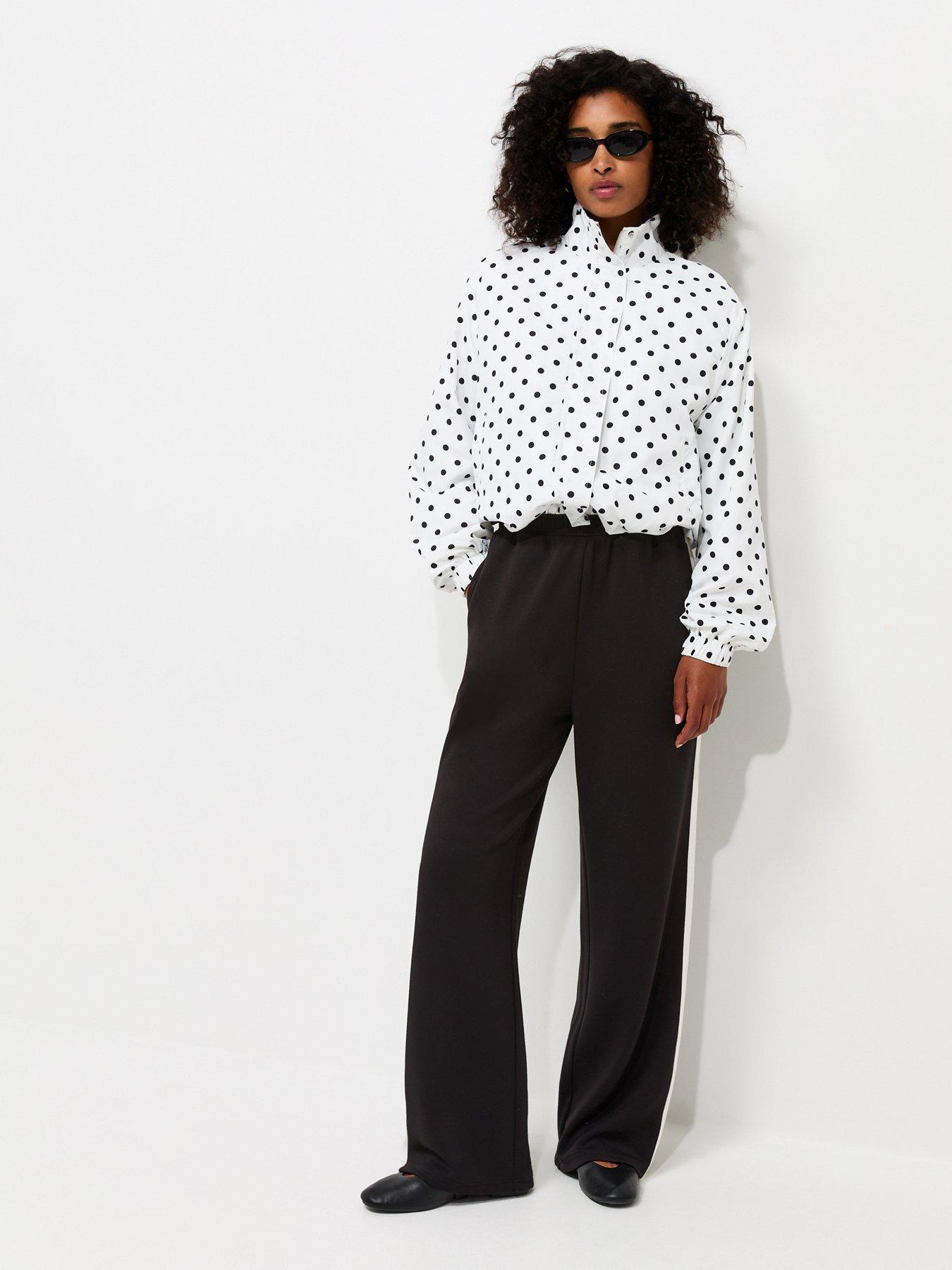 New Look Premium Black Side Stripe Wide Leg Trousers