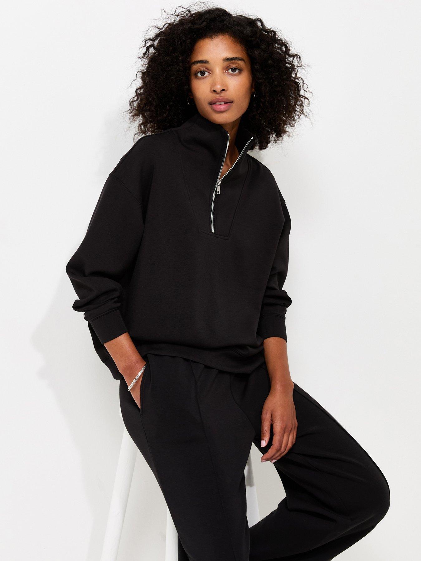 New Look Premium Black Three Quarter Zip Sweatshirt