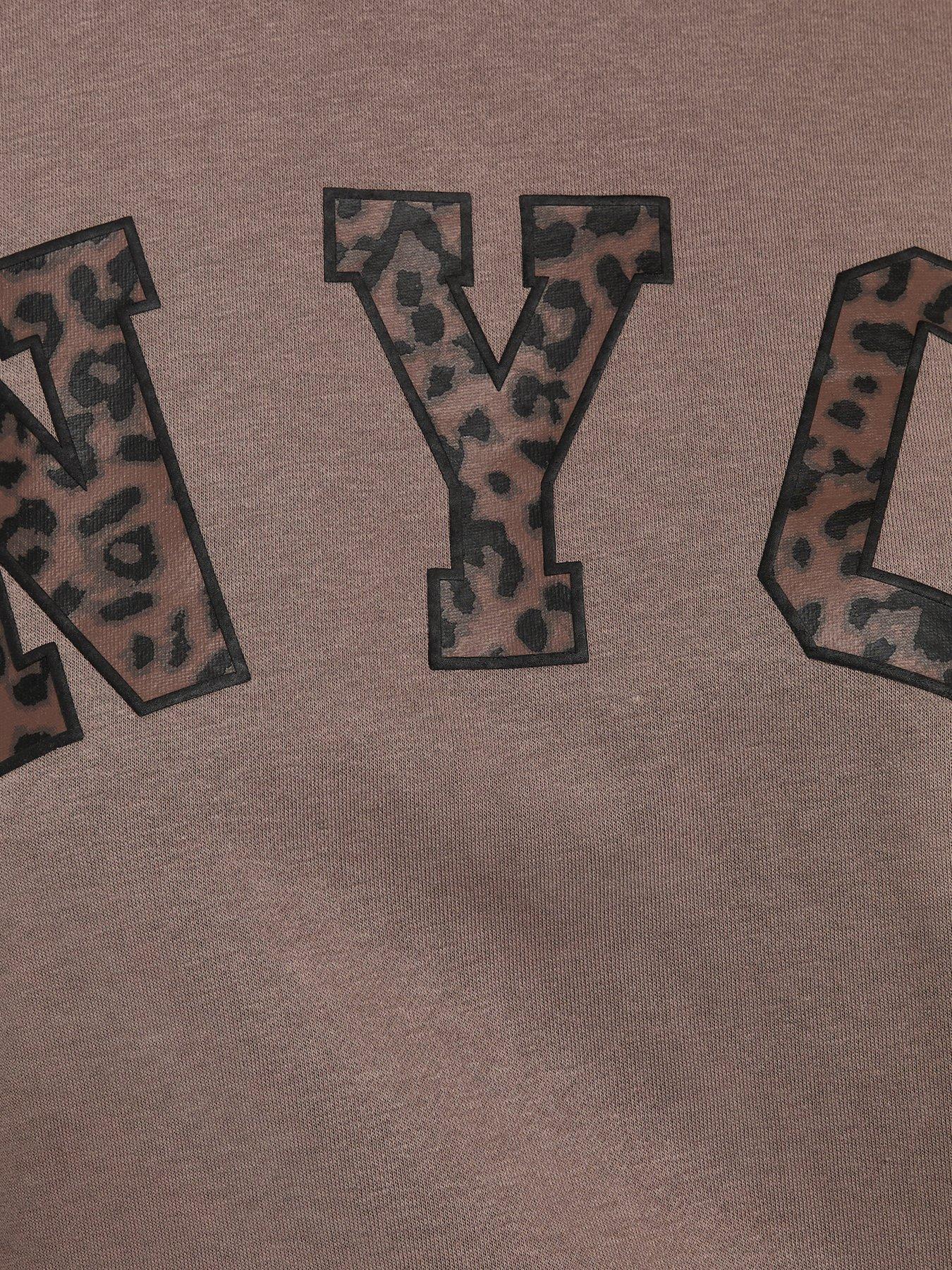 Image 5 of 5 of New Look Leopard Print NYC Graphic Sweatshirt - Brown