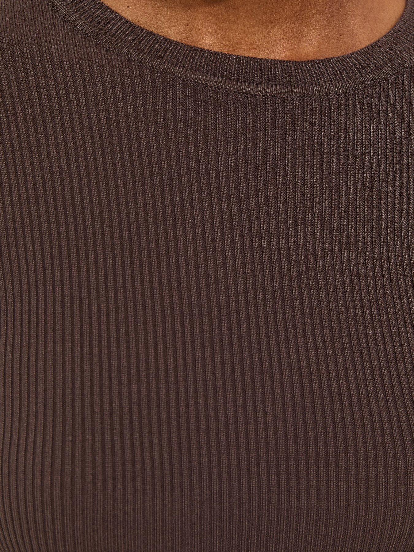 Image 5 of 5 of New Look Dark Mink Ribbed Lightweight Crew Neck Jumper