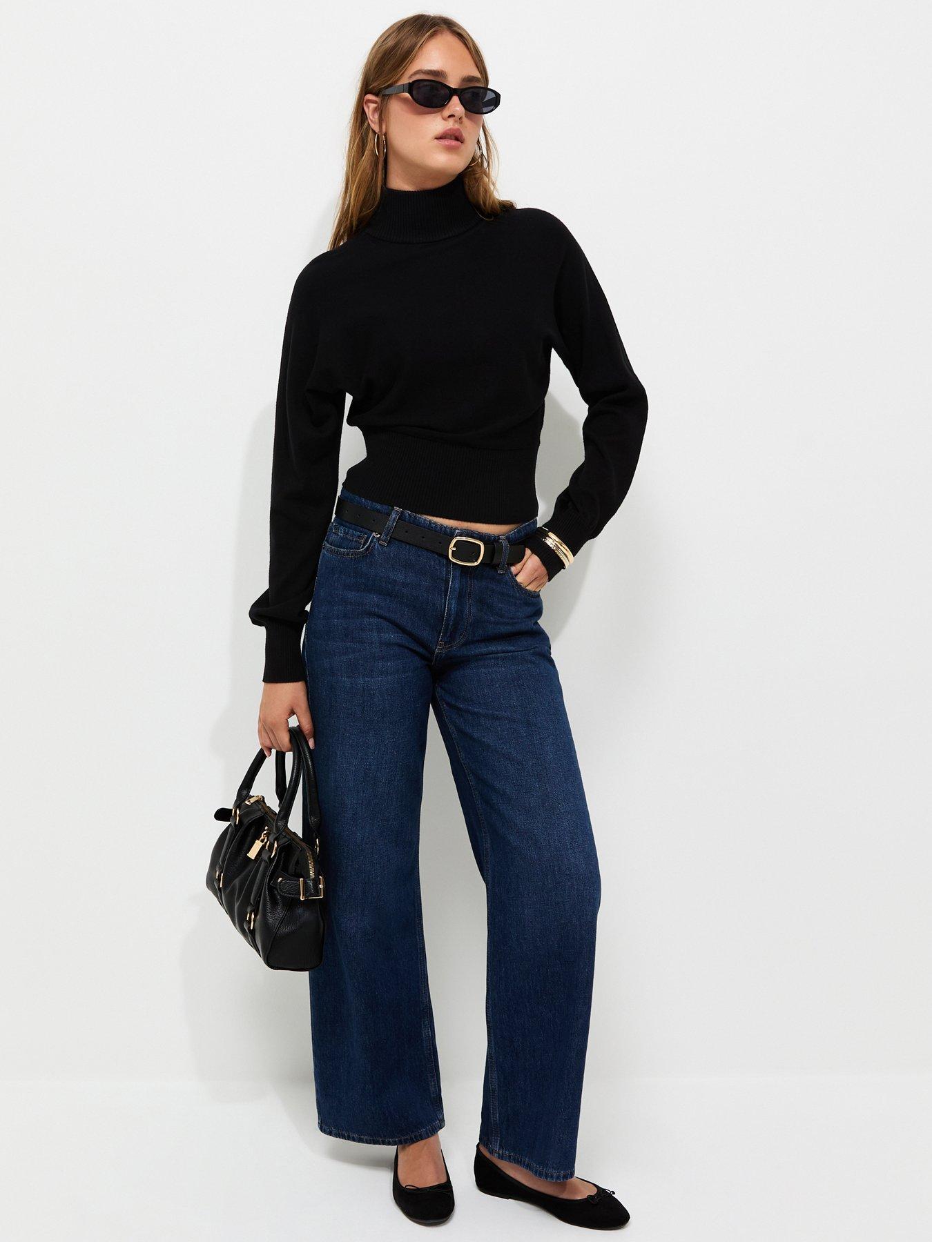 Image 2 of 5 of New Look Womens High Neck Batwing Sleeve Knitted Jumper - Black
