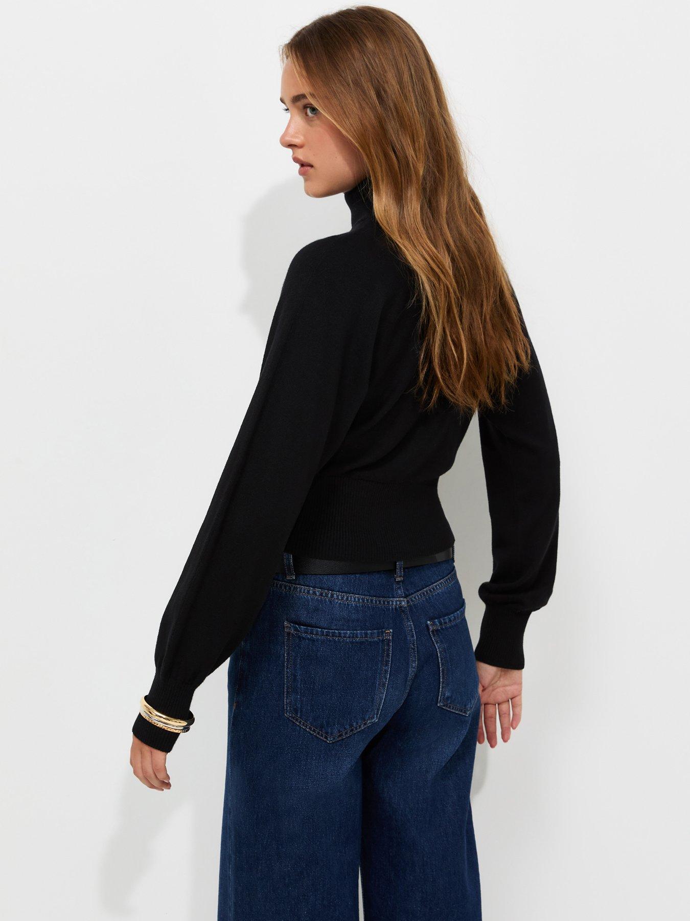 Image 3 of 5 of New Look Womens High Neck Batwing Sleeve Knitted Jumper - Black