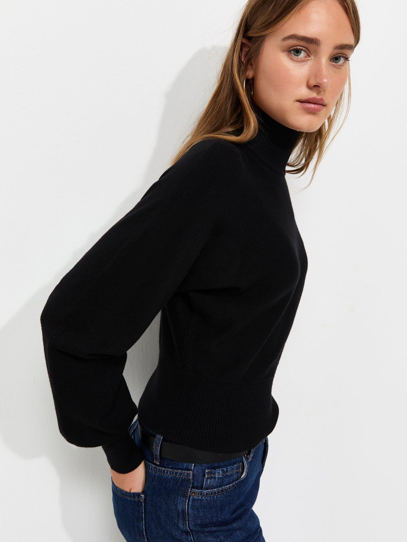 Image 5 of 5 of New Look Womens High Neck Batwing Sleeve Knitted Jumper - Black