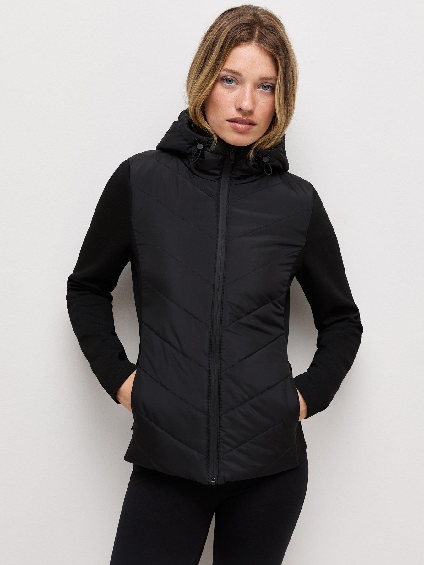 New Look Woven Knit Hybrid Hooded Jacket - Black